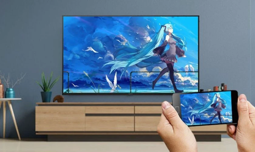 Đợi tivi v&agrave; điện thoại kết nối với nhau