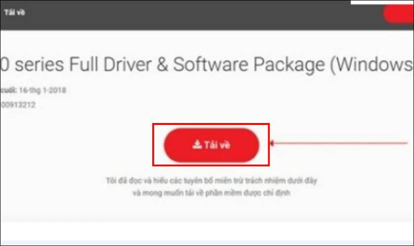 Truy cập trang web ch&iacute;nh thức của h&atilde;ng để tải driver ph&ugrave; hợp