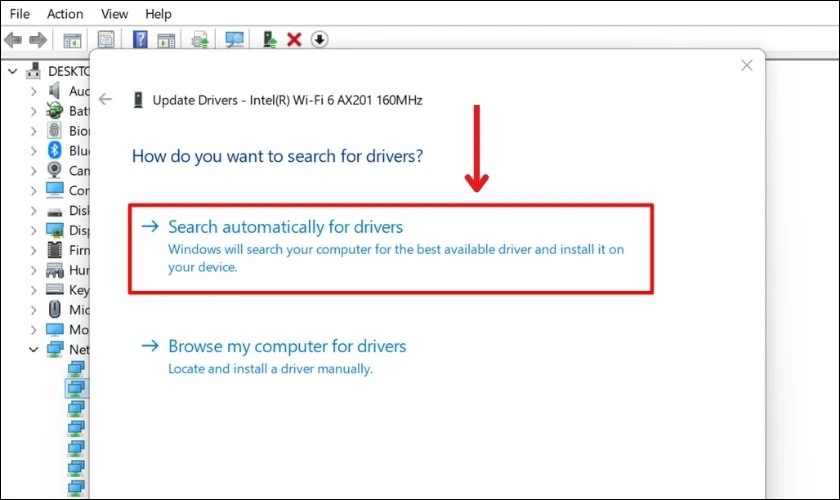Chọn Search automatically for drivers