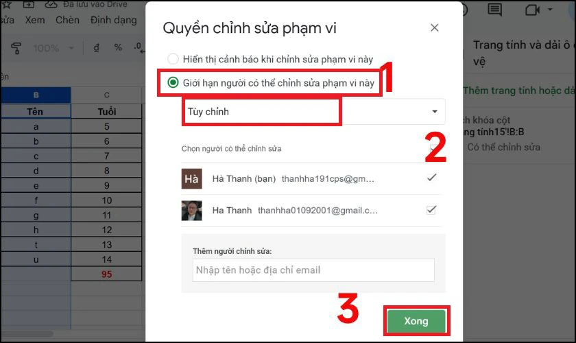 Cách khóa hàng trong Google Sheet gọn
