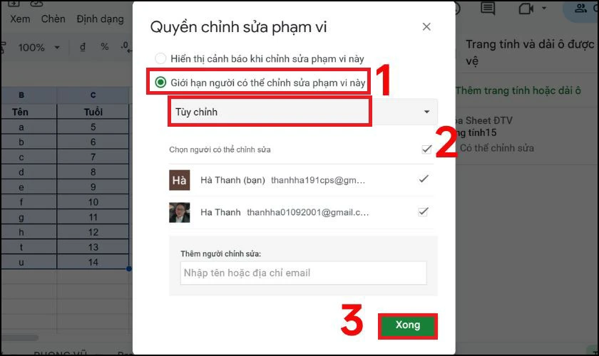 Giới hạn người có thể chỉnh sửa phạm vi này