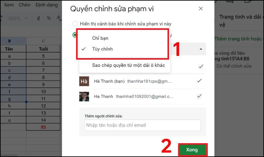 Chọn tùy chọn Chỉ bạn