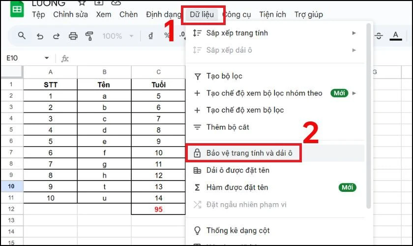 Cách khóa Sheet trong Google Sheet đơn giản nhất