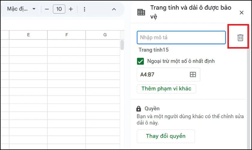 Nhấn vào biểu tượng Thùng rác