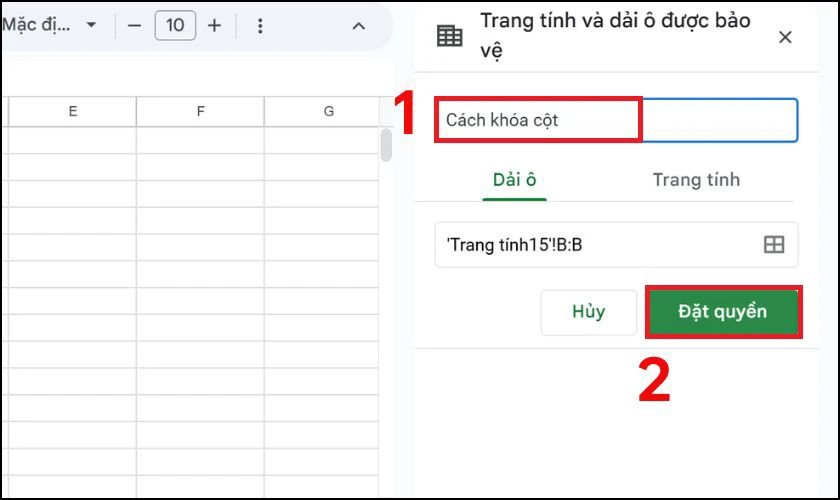 Cách khóa cột trong Google Sheet nhanh