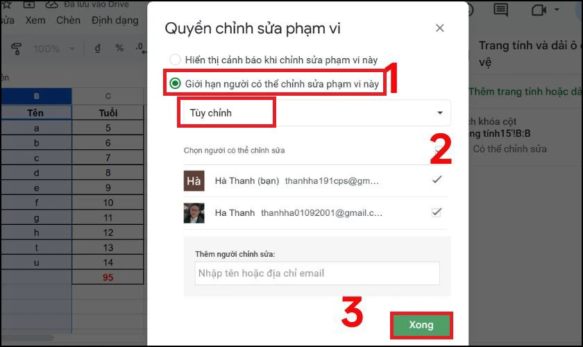 Cách khóa cột trong Google Sheet đơn giản