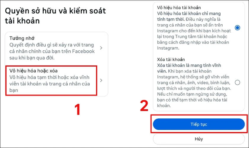 Nhấn v&agrave;o V&ocirc; hiệu h&oacute;a hoặc x&oacute;a