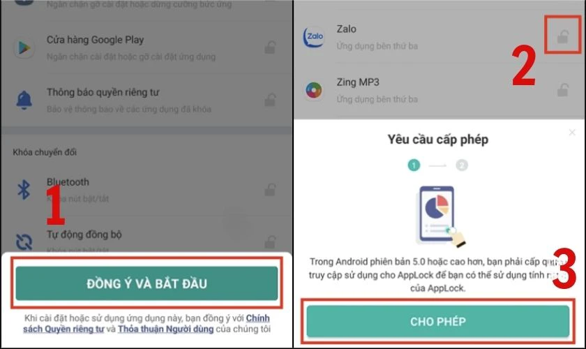 Chọn ứng dụng muốn kh&oacute;a tr&ecirc;n điện thoại OPPO