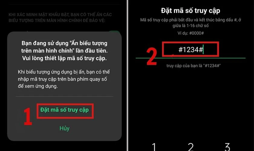 Tiến h&agrave;nh nhập v&agrave; x&aacute;c nhận mật khẩu trước khi ẩn 