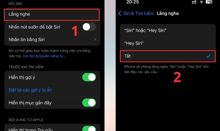 Tắt trợ lý Siri để tiết kiệm pin