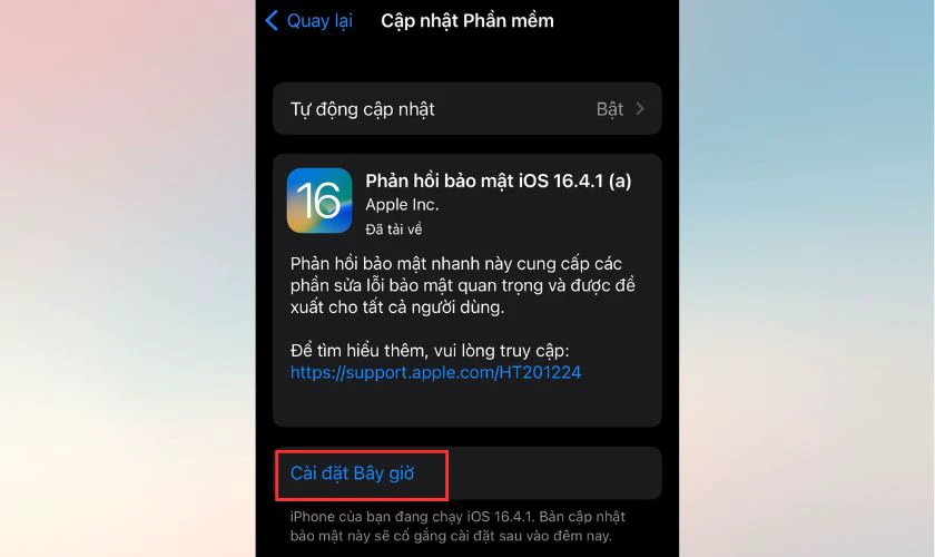 Chọn Cài đặt Bây giờ