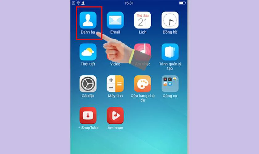 Mở ứng dụng Danh bạ trên điện thoại OPPO