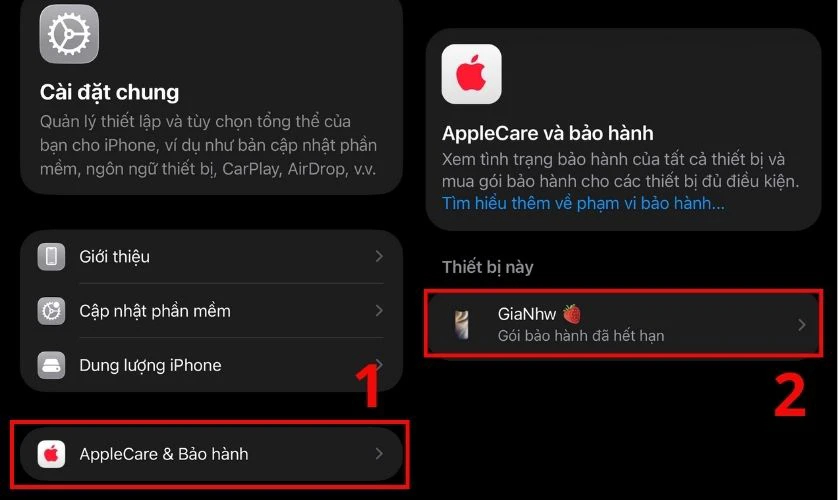 Kiểm tra bảo hành sau khi xem IMEI iPhone