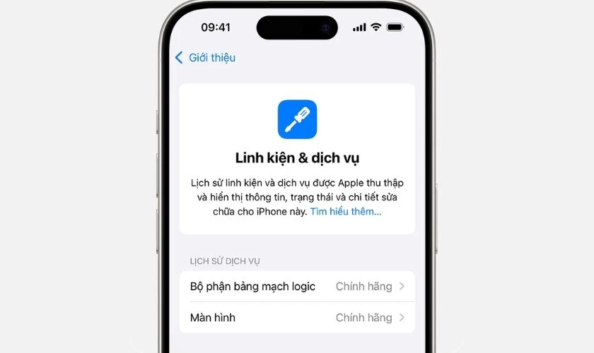 Kiểm tra lịch sử linh kiện và dịch vụ