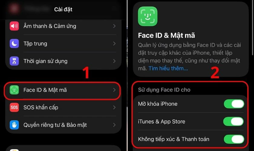 Kiểm tra Face ID và cảm biến