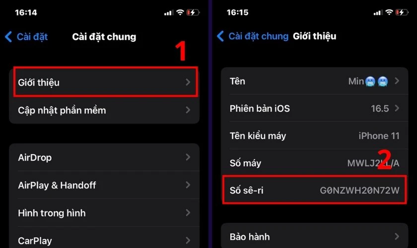 Tiếp tục tìm và copy dãy số Số sê-ri của thiết bị