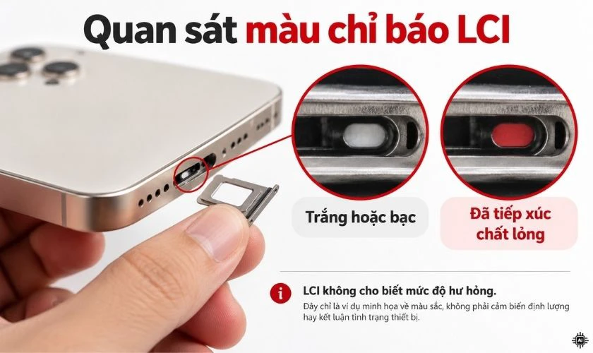 Kiểm tra cảm biến nước LCI trên iPhone cũ