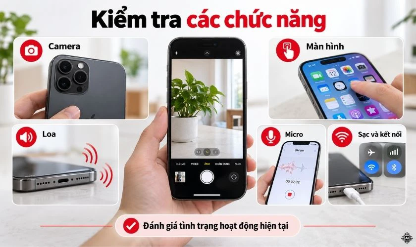 Kiểm tra camera, màn hình, loa và micro