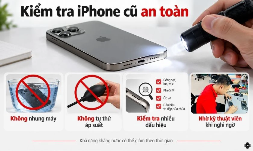 Lưu ý khi kiểm tra iPhone cũ từng vào nước