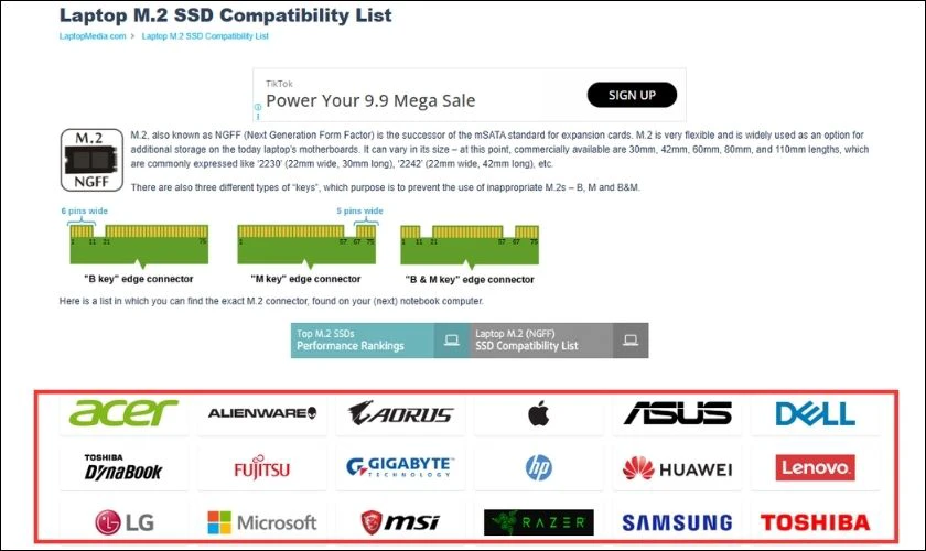 Kiếm tra qua website Laptopmedia