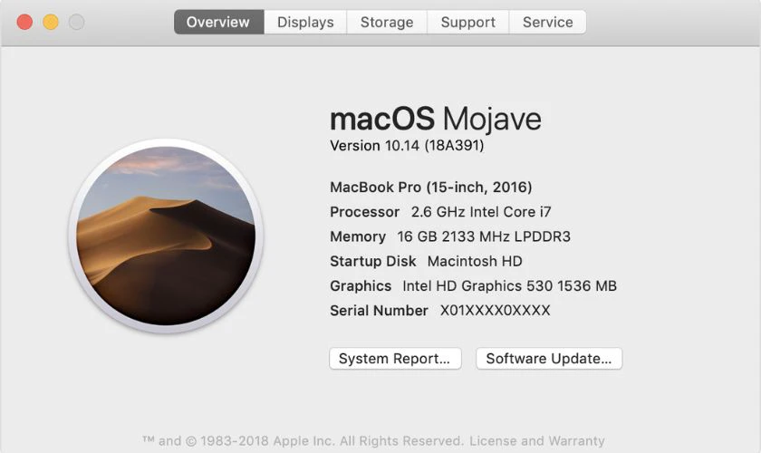 Cách kiểm tra cấu hình MacBook