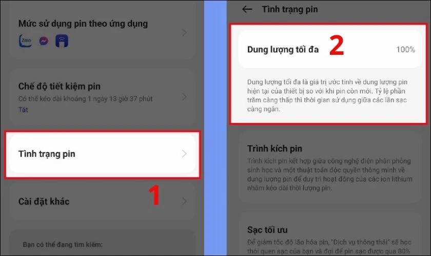 C&aacute;ch kiểm tra pin OPPO trực tiếp trong C&agrave;i đặt