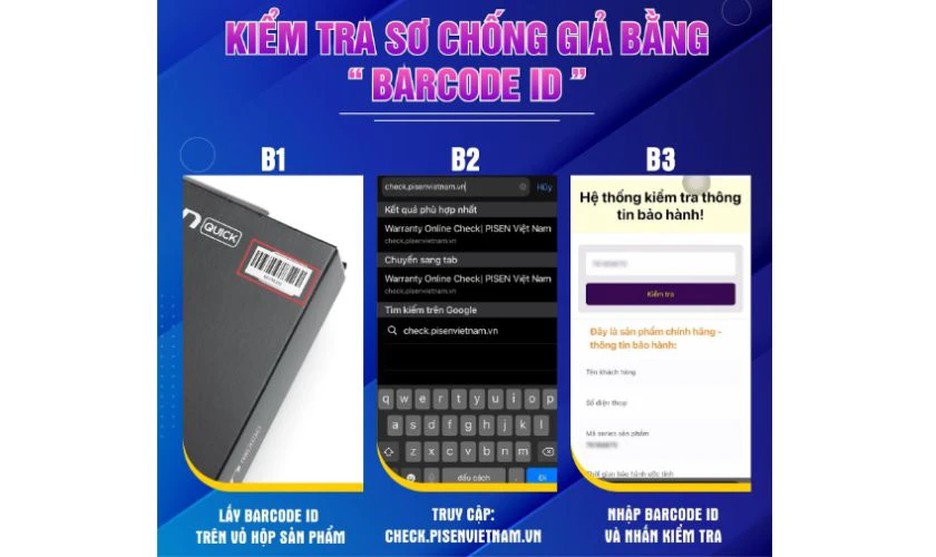 Cách kiểm tra thông tin xuất xứ pin Pisen chính hãng qua BARCODE ID