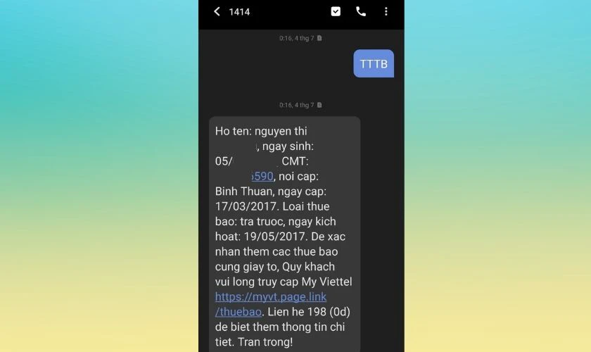 C&aacute;ch kiểm tra SIM ch&iacute;nh chủ th&ocirc;ng qua tin nhắn