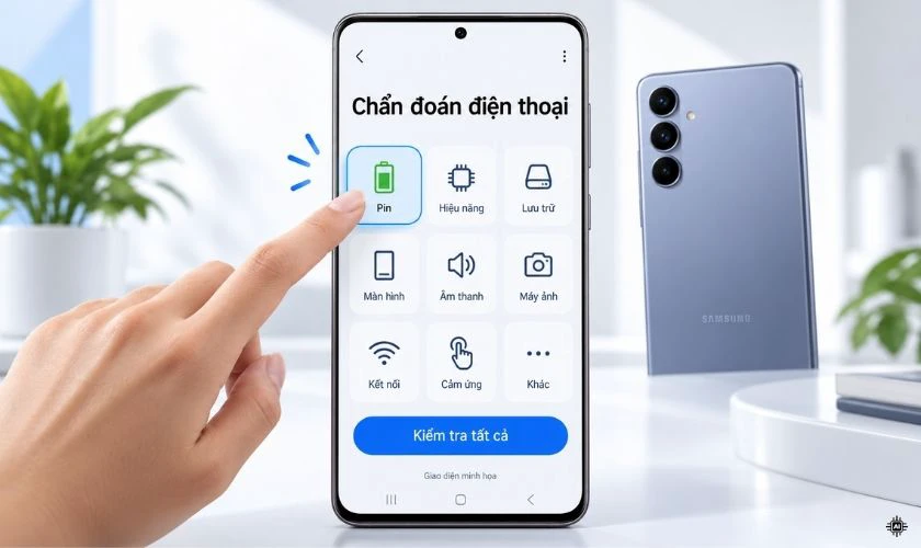Chọn Kiểm tra tất cả hoặc mục kiểm tra pin nếu muốn đánh giá tình trạng pin