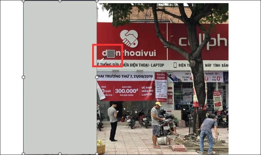 Thực hiện l&agrave;m mờ một phần ảnh