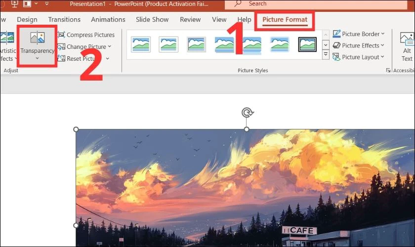Hướng dẫn c&aacute;ch điều chỉnh độ mờ của ảnh trong PowerPoint