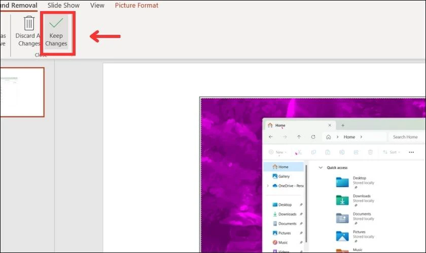 Chọn Keep Changes để lưu c&aacute;c t&ugrave;y chọn