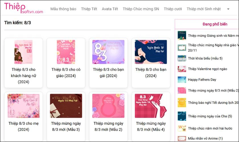 Cách làm thiệp 8/3 online với thiep.softvn.com