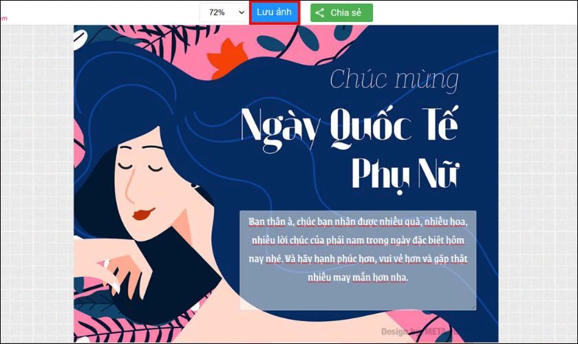 Nhấn chọn Lưu ảnh để tải mẫu thiệp về máy