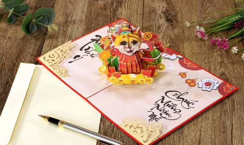 Mẫu làm thiệp Tết 3D đơn giản