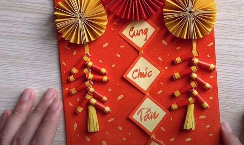 Mẫu làm thiệp Tết 3D đơn giản chi tiết