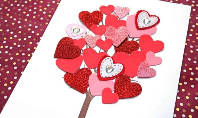 Cách làm thiệp Valentine handmade có hình cây tình yêu