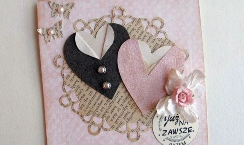 Cách làm thiệp Valentine handmade hình trái tim đôi