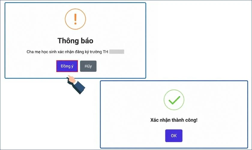 Xác nhận Đồng ý để hoàn tất đăng ký