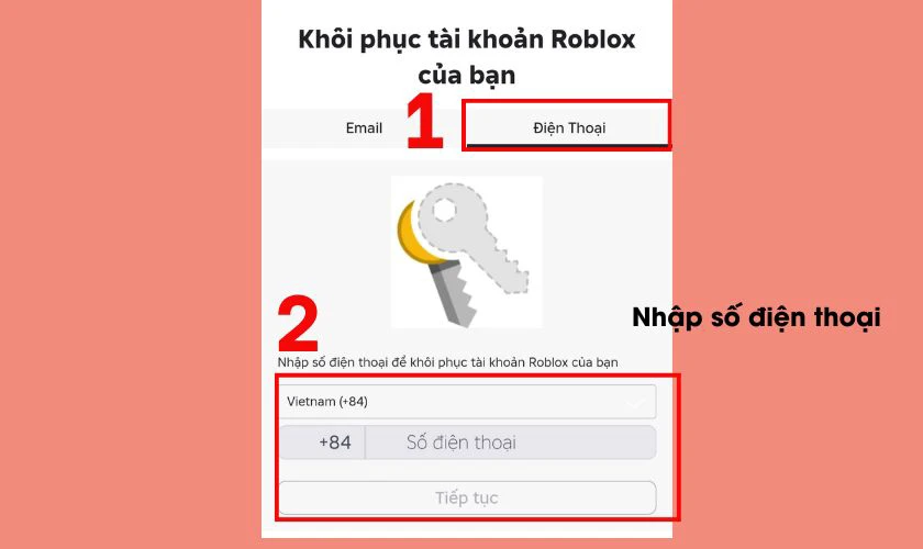 Chọn v&ugrave;ng quốc gia, nhập số điện thoại đ&atilde; đăng k&yacute;, sau đ&oacute; ấn Tiếp tục