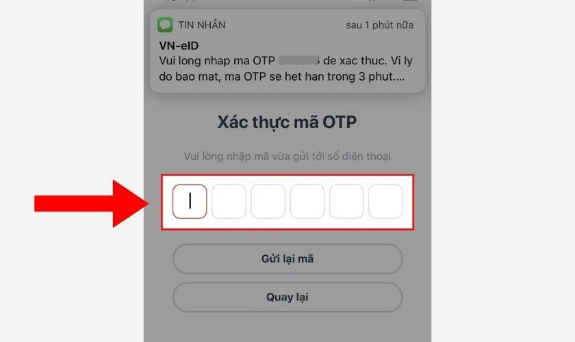 Nhập mã xác thực OTP