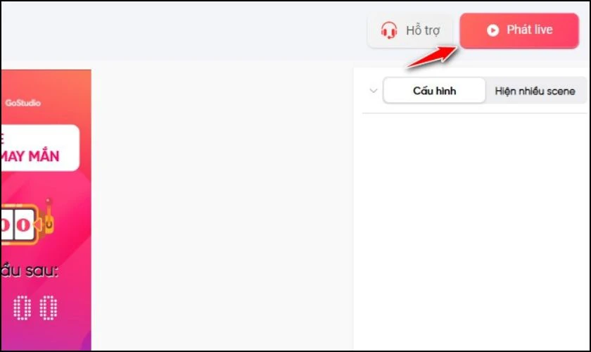 Bấm v&agrave;o n&uacute;t Ph&aacute;t live