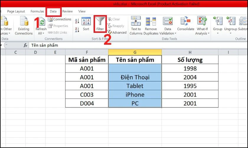 Cách lọc các ô trống không có dữ liệu trong Excel