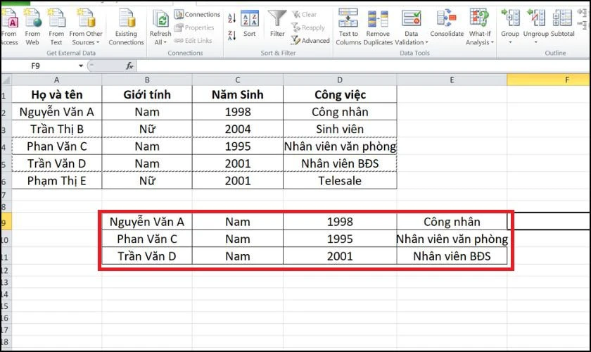 Cách lọc dữ liệu trong Excel có điều kiện bằng hàm FILTER hiệu quả