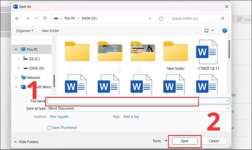 Nhập t&ecirc;n file v&agrave; chọn lưu lại file 