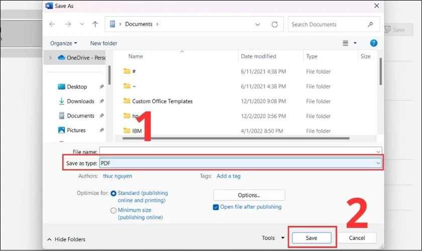 C&aacute;ch lưu file Word dưới dạnh PDF