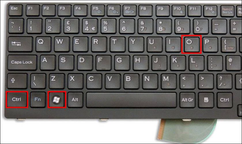 Cách mở bàn phím ảo trên laptop DELL bằng phím tắt Windows + Ctrl + O