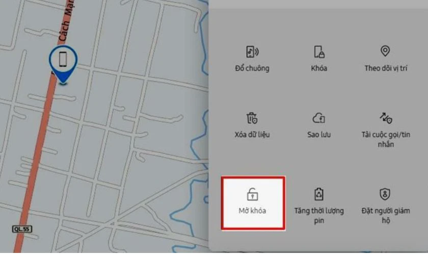 Đăng nhập thành công, chọn vào mục mở khóa