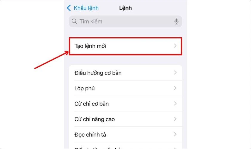 Chọn Tạo lệnh mới để thiết lập câu lệnh mở khoá màn hình