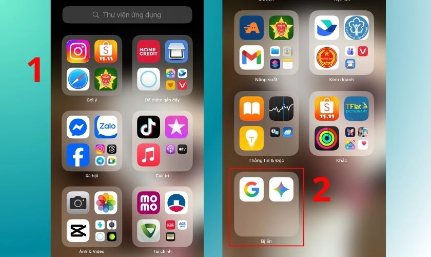 Kéo xuống và tìm thư mục Bị ẩn